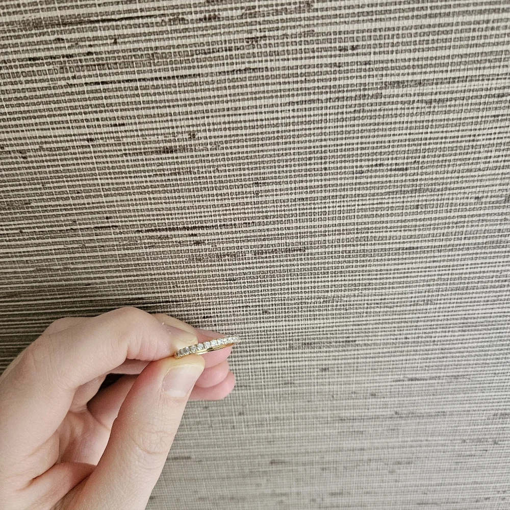 Vrai & Oro Half Pave 14k Yellow Gold Band Ring - Picture 5 of 7